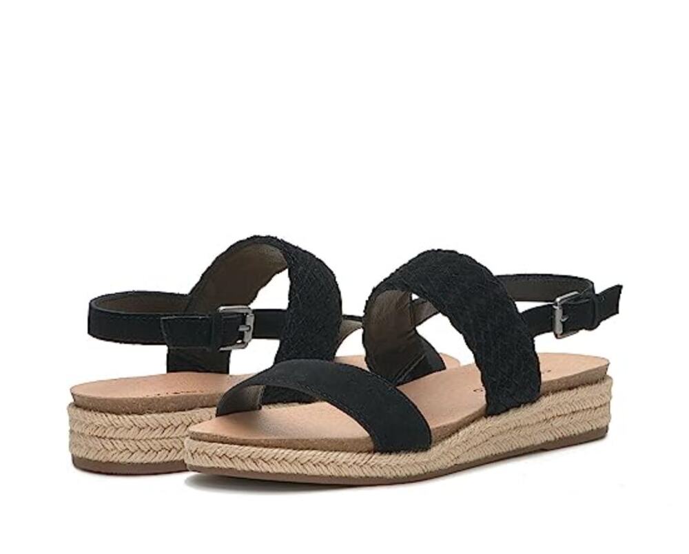 LUCKY BRAND Women's Gloreah Espadrille Sandals Size 8.5 Black Cushioned NWOB